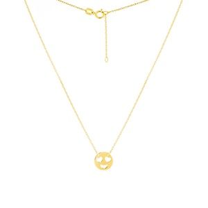 14K Yellow Gold Heart Eyes Emoji Necklace